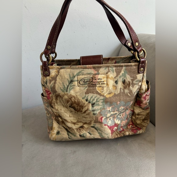 👜 Vintage Fossil Floral Canvas & Leather Shoulder / Crossbody Bag (Y2K) - Picture 2 of 16